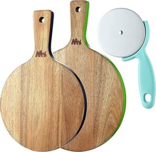 McHome MBW12 Pizza Peel and Pizza Cutter Set of 3, Acacia Wood Cutting Board, Ch - £18.63 GBP