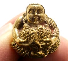 Happy Buddha Sangkajai Hotei Budai Thai Mini Brass Ball Amulet Lucky Money Rich - £21.20 GBP