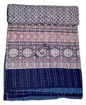 Kantha Quilt Cotton Blanket Kantha Bed Cover Bedding Bedspread Hand Block Ajrak  - £43.84 GBP+