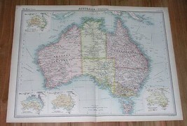 1922 Original Vintage Map Of Australia - $27.47