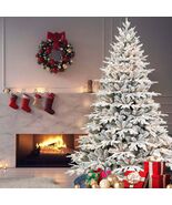 7.5ft Snowy Flocked Christmas Tree - Pre-Lit Warm White Lights - $398.99