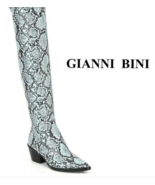 Gianni Bini Snake Print Gray/Black Over the Knee Boots Low Heel Size 5.5... - €54,74 EUR