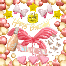 Pink Birthday Party Decorations for Women Girls, Birthday Banner Gold, G... - £20.06 GBP