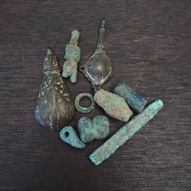 RARE Lot 9 Antique Bronze Beads pendants Artifacts from Afghanistan - £68.58 GBP