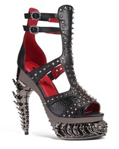 Hades ARKHANE Black Vegan Stud Sandal 5&quot; Metallic Skeleton Heel 1.5&quot; Pla... - $165.00