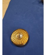 Vintage Round 2.5&quot; Gold Tone Metal Scarf Clip W/ Clear Plastic Center.  ... - $23.23 CAD
