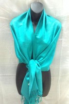 Light Turquoise Pashmina Cashmere Scarf Shawl Paisley Silk Women Men - £14.93 GBP