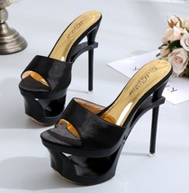 LAND Woman Shoes Summer Slippers Sliders Female Platform Silk Strange Style Supe - £41.98 GBP