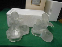 NIB- Avon 1995 Lead Crystal M.I.Hummel..Pair Frosted Candle Holders - $14.44