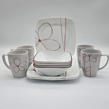 Corelle Square Daisy Days 12-Pc Dinnerware Set Made In USA 2012-2015 - $158.39