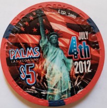$5 Palms July 4th 2012 Ltd Edtn 1000 Vegas Casino Chip vintage - £8.62 GBP