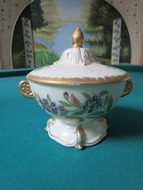 20 TH CENTURY COVERED DISH BOWL GERMANY 6 X 6&quot; FLORAL AND GOLD - $80.18