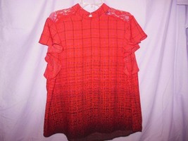 Ladies Apt 9 Red &amp; Black Blouse XLarge Lace Insets - £7.97 GBP