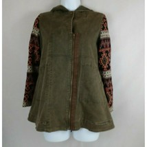 Miss Me Girls Denim Jacket Sweatshirt Hoodie Zipper-Front Aztec Design Size L - £15.31 GBP