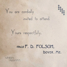 C1880s Invitation Card Half F.D. Folsom Dover Maine Victorian Union Squa... - $27.41 CAD
