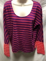 Arizona Jeans Womens Sz L Striped Long Sleeve T-shirt Tee Purple Pink  - £10.69 GBP