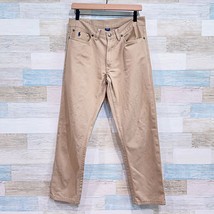 POLO Ralph Lauren 650 Straight Leg Jeans Tan Flat Front Cotton Twill Men... - $49.49