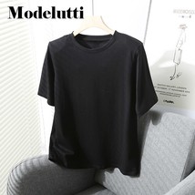 Modelutti 2022 New Summer Fashion  Pads Short Sleeve T-Shirt Round Neck Women Al - £102.59 GBP