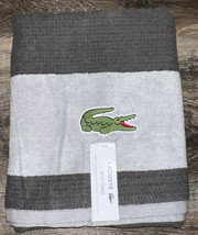 Lacoste ~ Bath Towel 100% Cotton 30&quot; x 52&quot; Charcoal Gray Big Crocodile Logo - $32.66