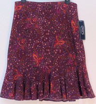 Chaps Ralph Lauren Floral Paisley Purple Jersey Flounce Skirt S (4-6) L ... - $39.99