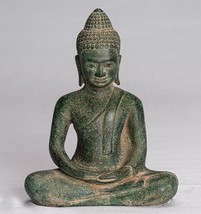 Statua di Buddha - Antico Khmer Stile Bronzo Meditazione 18cm/17.8cm - £199.71 GBP