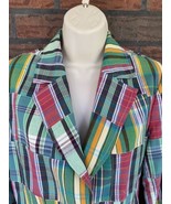 Madras Patchwork Blazer Size 6 Sport Jacket 3 Button Front Pockets Donca... - $10.45