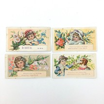 VICTORIAN SCRIPTURE CARDS lot of 4 - Bible verse religious boy girls dog flowers - £9.59 GBP