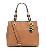 Michael Kors Cynthia Small Leather Satchel, Shoulder Bag $298 Peanut #03... - £155.39 GBP