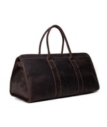 Large capacity fashion genuine leather Unisex Dark Brown Leather men tra... - £197.37 GBP