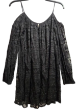 Lavender Brown Women Long Sleeve Cold Shoulder Black Party Lace Dress (M) NEW - $74.24