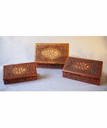 Cajas antiguas de madera tallada. Cofre. Joyero. Costurero. Recipiente. ... - $549.54 MXN
