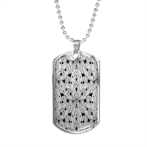 Lotuses Black and White Necklace Stainless Steel or 18k Gold Dog Tag 24 - £37.92 GBP+