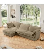 L-Shaped Slipcovered Cloud Couch Sectional Sofa w/ Ottoman - $18,140.79 MXN