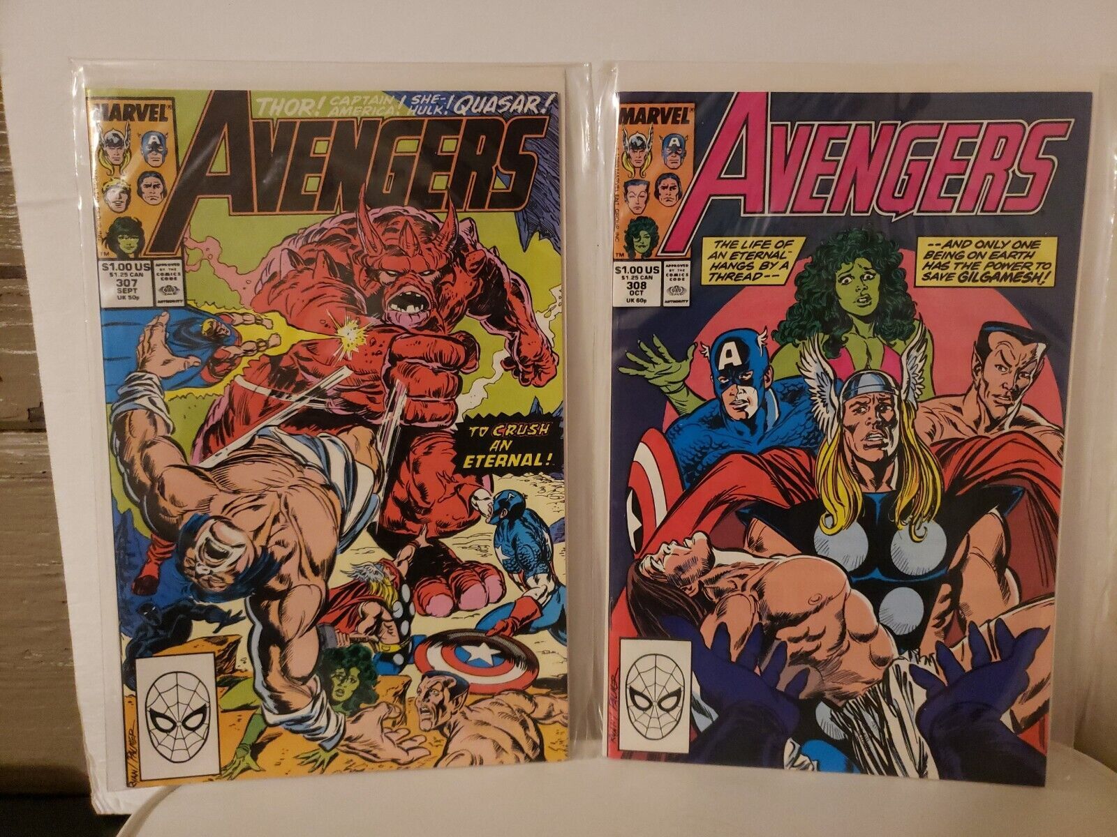 Primary image for Lot of 2 1988 Marvel Avengers #307 308 Comic Books - Thor Captain America Quasar