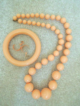 Necklace + Matching Bangle + Clip On Earrings Peach 3 Pc Costume Jewelry 1960s - £10.60 GBP