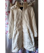 BCBGMAXAZRIA Down Long Puffer Jacket Size XS Cream Racoon Zipper Fur Hoo... - £79.01 GBP