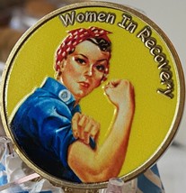 Women In Recovery Medallion Rosie The Riveter Yellow Sobriety Chip - £7.81 GBP