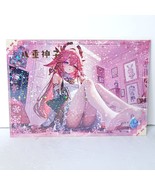 Yae Miko Waifu Card Anime Girl Glitter Pink Stockings Art Oversized Boar... - €19,60 EUR