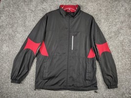 Apex Track Jacket Men Medium Black Red Mesh Lined Windbreaker Vintage - £12.98 GBP