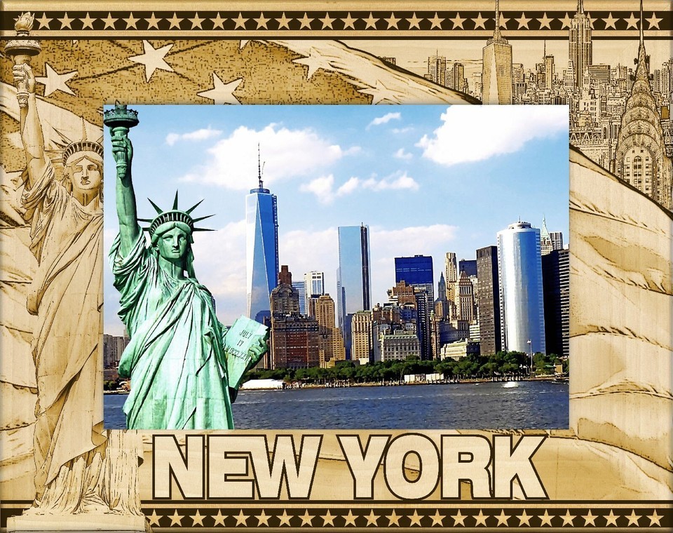 New York City Laser Engraved Wood Picture Frame Landscape (3 x 5) - $25.99