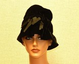 Ladies&#39; Vintage Dress Hat, Stitched Velvet w/Accent Ribbon Bow, Medium, ... - £23.53 GBP