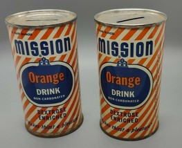 Vintage MISSION Orange Drink Advertising Banks--2-- Soda Pop Cans- Circa... - £10.93 GBP