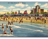 North Avenue Spiaggia Chicago Illinois Il Unp Lino Cartolina Y5 - $3.36