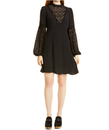 byTiMo Lace Trim Flared Mini Dress In Black Size Small NWOT - £156.50 GBP