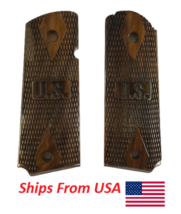 Checkered Walnut Wood Grips for Colt 1911 .45 Repro - (Designer US) - £19.06 GBP