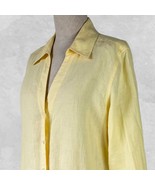 Talbots Pure Irish Linen Yellow Collared V Neck Long Sleeve Blouse - Wom... - $26.66 CAD