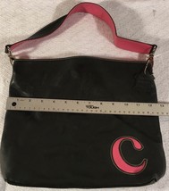 Womens Giani Bernini Pink Genuine Black Leather 13&quot; X 11.5&quot; Lined Shoulder Purse - £15.53 GBP