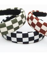 Checkered Headband Soft Fabric Padded Black White - €12,76 EUR