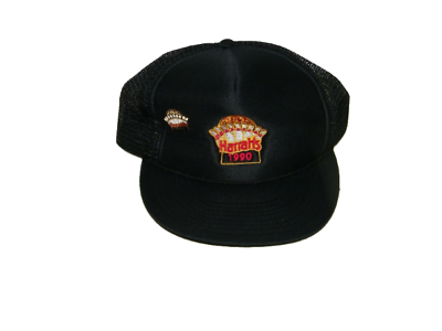 Primary image for Vintage Harrah's 1990 Black Baseball Hat Cap Ball Base Harrahs 17399