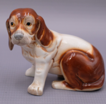 Vintage Bone China Hound Puppy Dog Red White 4x4 - £17.84 GBP